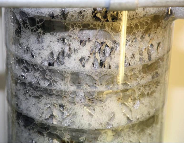 A photographic image of strcutures packing of foam.