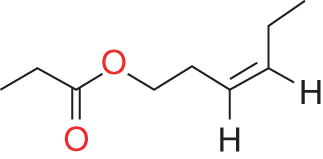 A molecular structure of a cis-3-Hexenyl propionate in a C A S number 33467-74-2.