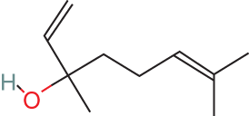 A molecular structure of a Linalool.