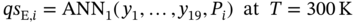q s Subscript normal upper E comma i Baseline equals AN normal upper N 1 left-parenthesis y 1 comma ellipsis comma y 19 comma upper P Subscript i Baseline right-parenthesis a t upper T equals 300 normal upper K