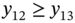 y 12 greater-than-or-equal-to y 13