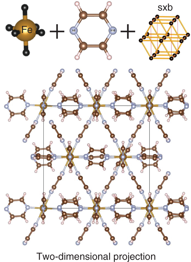 A M O F structure is depicted in a 2D projection.