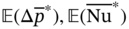 double-struck upper E left-parenthesis normal upper Delta p overbar Superscript asterisk Baseline right-parenthesis comma double-struck upper E left-parenthesis ModifyingAbove upper N u With bar Superscript asterisk Baseline right-parenthesis