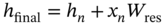 h Subscript final Baseline equals h Subscript n Baseline plus x Subscript n Baseline upper W Subscript r e s