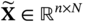 bold upper X overTilde element-of normal double struck upper R Superscript n times upper N