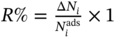 upper R percent-sign equals StartFraction normal upper Delta upper N Subscript i Baseline Over upper N Subscript i Superscript a d s Baseline EndFraction times 1