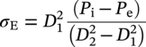 sigma Subscript normal upper E Baseline equals upper D 1 squared StartFraction left-parenthesis upper P Subscript normal i Baseline minus upper P Subscript normal e Baseline right-parenthesis Over left-parenthesis upper D 2 squared minus upper D 1 squared right-parenthesis EndFraction