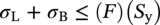 sigma Subscript normal upper L Baseline plus sigma Subscript normal upper B Baseline less-than-or-equal-to left-parenthesis upper F right-parenthesis left-parenthesis upper S Subscript normal y Baseline right-parenthesis