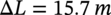 increment upper L equals 15.7 m
