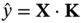 ModifyingAbove y With Ì‚ equals bold upper X dot bold upper K