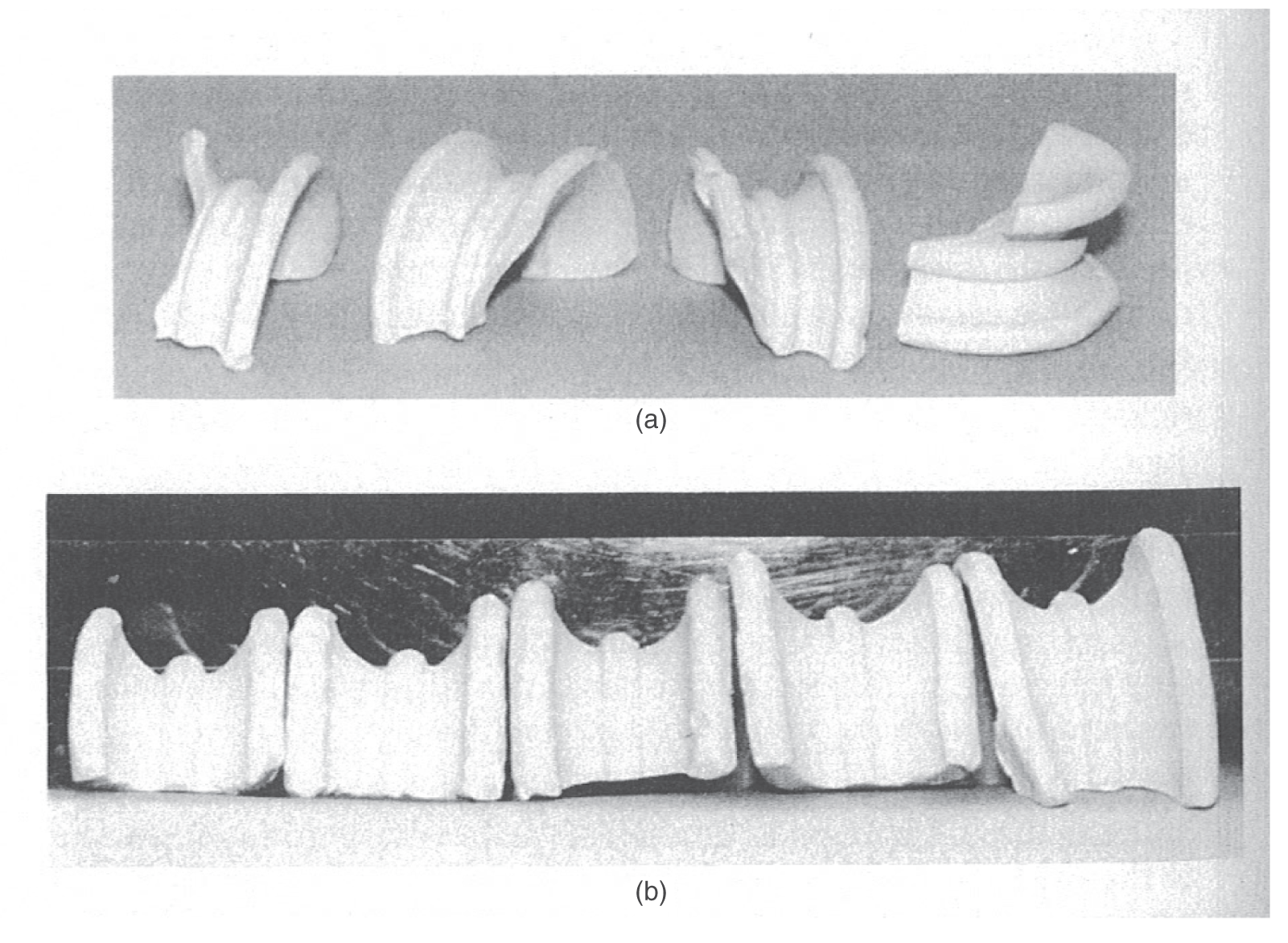 a. A photograph of a chipped saddles. b. a photograph of a nonuniform saddles.