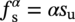 f Subscript normal s Superscript alpha Baseline equals alpha s Subscript normal u