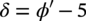 delta equals phi prime minus 5