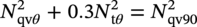 upper N Subscript q v theta Superscript 2 Baseline plus 0.3 upper N Subscript normal t theta Superscript 2 Baseline equals upper N Subscript q v 90 Superscript 2