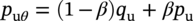 p Subscript normal u theta Baseline equals left-parenthesis 1 minus beta right-parenthesis q Subscript normal u Baseline plus beta p Subscript normal u