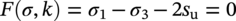 upper F left-parenthesis sigma comma k right-parenthesis equals sigma 1 minus sigma 3 minus 2 s Subscript normal u Baseline equals 0