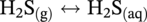 normal upper H 2 normal upper S Subscript left-parenthesis normal g right-parenthesis Baseline left-right-arrow normal upper H 2 normal upper S Subscript left-parenthesis a q right-parenthesis