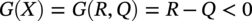 upper G left-parenthesis upper X right-parenthesis equals upper G left-parenthesis upper R comma upper Q right-parenthesis equals upper R minus upper Q less-than 0