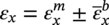 epsilon Subscript x Baseline equals epsilon Subscript x Superscript m Baseline plus-or-minus epsilon overbar Subscript x Superscript b