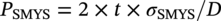 upper P Subscript SMYS Baseline equals 2 times t times sigma Subscript SMYS Baseline slash upper D