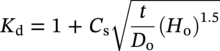 upper K Subscript normal d Baseline equals 1 plus upper C Subscript normal s Baseline StartRoot StartFraction t Over upper D Subscript normal o Baseline EndFraction left-parenthesis upper H Subscript normal o Baseline right-parenthesis Superscript 1.5 Baseline EndRoot