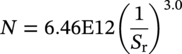 upper N equals 6.46 normal upper E Baseline 12 left-parenthesis StartFraction 1 Over upper S Subscript normal r Baseline EndFraction right-parenthesis cubed