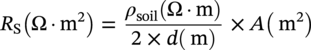 upper R Subscript normal upper S Baseline left-parenthesis normal upper Omega dot normal m squared right-parenthesis equals StartFraction rho Subscript soil Baseline left-parenthesis normal upper Omega dot normal m right-parenthesis Over 2 times d left-parenthesis normal m right-parenthesis EndFraction times upper A left-parenthesis normal m squared right-parenthesis