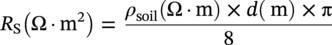 upper R Subscript normal upper S Baseline left-parenthesis normal upper Omega dot normal m squared right-parenthesis equals StartFraction rho Subscript soil Baseline left-parenthesis normal upper Omega dot normal m right-parenthesis times d left-parenthesis normal m right-parenthesis times normal pi Over 8 EndFraction