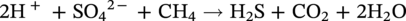 2 upper H Superscript plus Baseline plus upper S upper O 4 Superscript 2 minus Baseline plus upper C upper H 4 heavy triangle headed right-arrow normal upper H 2 normal upper S plus upper C upper O 2 plus 2 upper H Subscript 2 Baseline normal upper O