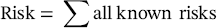 Risk equals sigma-summation a l l known risks